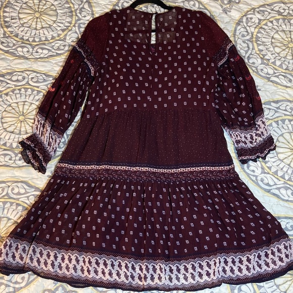 Anthropologie  Galene Embroidered Tunic Dress Size US 12 burgundy - Picture 10 of 15